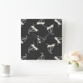 ドードルセーラボートパターン スクエア壁時計 (ホーム)