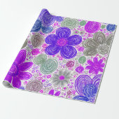 ドードルデイジーパターン ラッピングペーパー (アンロールド)