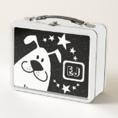 ドードルドッグアンドスターズパーソナライズされたイニシャル メタルランチボックス (正面)