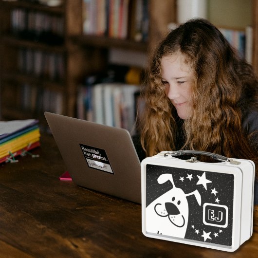 ドードルドッグアンドスターズパーソナライズされたイニシャル メタルランチボックス