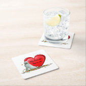 ドードルドッグイン葉ハート紙コースター スクエアペーパーコースター (インサイチュ)