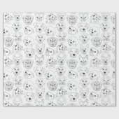 ドードルドッグズオールオーバープリント線スケッチ ラッピングペーパー (フラット)