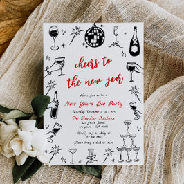 ドードルニューイヤーズイブパーティの招待状レッド予測できな 招待状