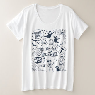 ドードルハロウィーンビーブ不気味ス – 夜 プラスサイズTシャツ