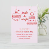 ドードルハンドドロッドピンクレッドクリスマスパーティー 招待状 (スタンド正面)