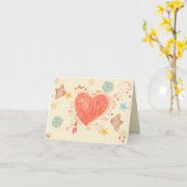 ドードルハートと鳥の幸せな母親のデイカード カード (黄色い花)