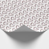 ドードルハートブラウンミニマリストバレンタインデー ラッピングペーパー (角)