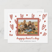 ドードルハート写真バレンタインデー ポストカード (正面/裏面)