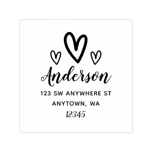 ドードルハート差出人住所 パーソナライズされた セルフインキングスタンプ (デザイン)