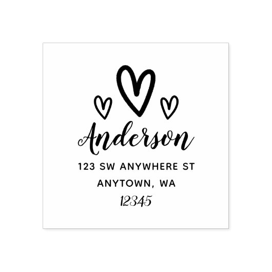 ドードルハート差出人住所 パーソナライズされた ラバースタンプ (インプリント)