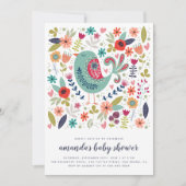 ドードルバード春ベビーガールベビーシャワー 招待状 (正面)