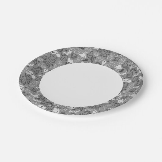 ドードルパターンイラストレーション ペーパープレート (アングル)