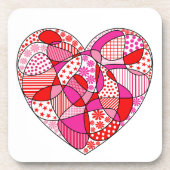 ドードルパターンハートコルクで裏打ちされたコースターセット コースター (正面)