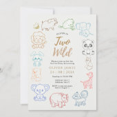 ドードルパーティー動物2nd誕生日 招待状 (正面)