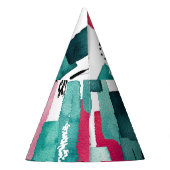 ドードルピンクと緑の水の色のライン。 パーティーハット (裏面)