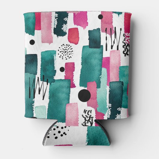 ドードルピンクと緑の水の色のライン。 缶クーラー (正面)