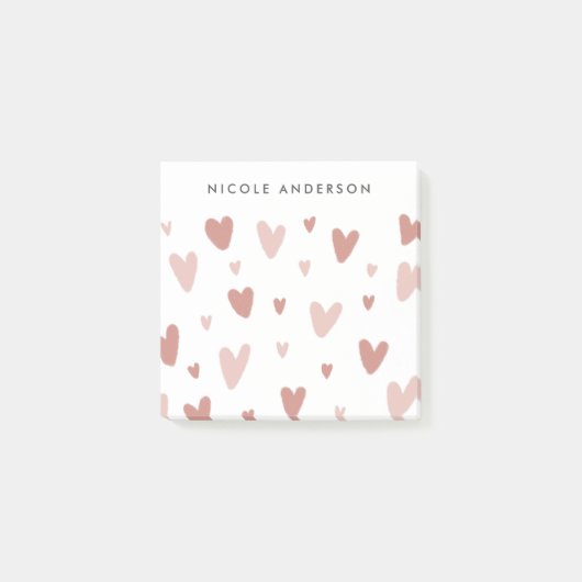 ドードルピンクと赤いハート ポストイット (正面)