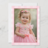 ドードルピンクボウ赤ちゃん女の子1stバースデーフォト サンキューカード (裏面)
