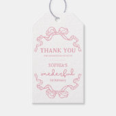 ドードルピンクボウ赤ちゃん女の子1st誕生日 ギフトタグ (正面)