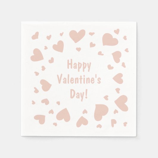 ドードルピーチハートバレンタインデー スタンダードカクテルナプキン (正面)