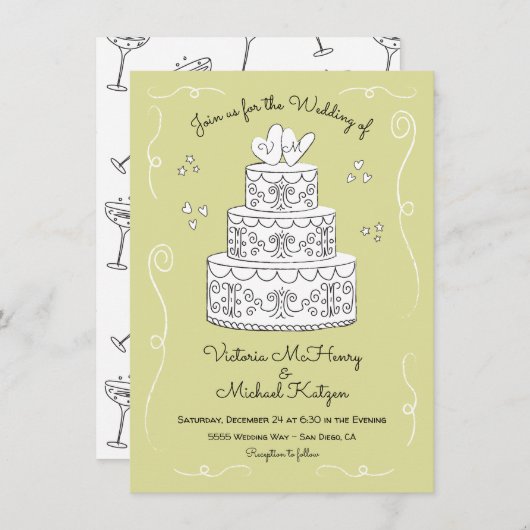 ドードルファンキース結婚・スケッチ 招待状 (正面/裏面)