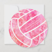 ドードルフラワーパイズピンクのバレーボールパーティー 招待状 (正面)