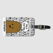 ドードルフラワーブラウンポテトバッグカスタムー ラゲッジタグ (正面横)