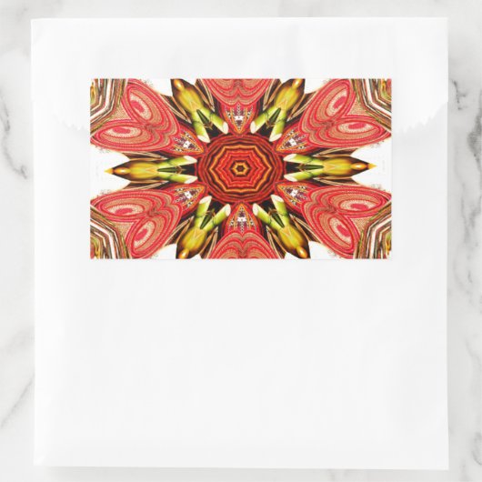 ドードルフローラアートプリント 長方形シール (バッグ)