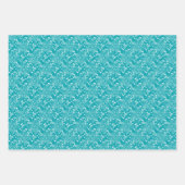 ドードルフローライエローブルーボーお尻パターモダンン ラッピングペーパーシート (正面3)