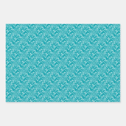 ドードルフローライエローブルーボーお尻パターモダンン ラッピングペーパーシート (正面3)