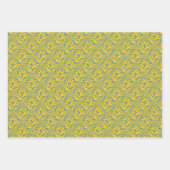 ドードルフローライエローブルーボーお尻パターモダンン ラッピングペーパーシート (正面2)