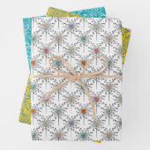 ドードルフローライエローブルーボーお尻パターモダンン ラッピングペーパーシート (インサイチュ)