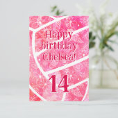 ドードルフローラペイズリーピンクバレーボール誕生日 カード (スタンド正面)
