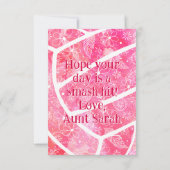 ドードルフローラペイズリーピンクバレーボール誕生日 カード (裏面)