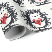 ドードルヘッジホッグ赤いハート ラッピングペーパー (ロールコーナー)