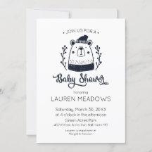 ドードルベアーウィンターベビーシャワー招待状