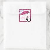 ドードルペンギンガールベビーシャワー スクエアシール (バッグ)