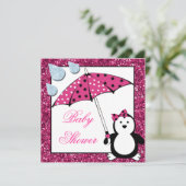 ドードルペンギンガールベビーシャワー 招待状 (スタンド正面)