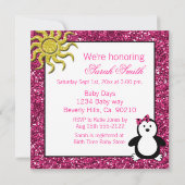 ドードルペンギンガールベビーシャワー 招待状 (裏面)