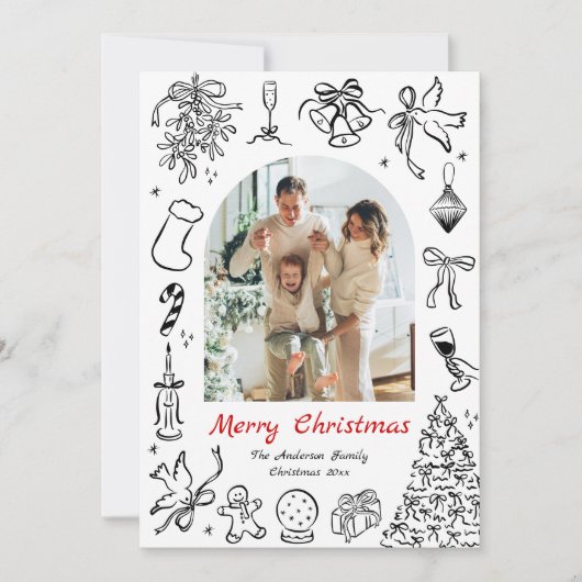 ドードルホリデーカード写真クリスマスカー予測できなド シーズンカード (正面)