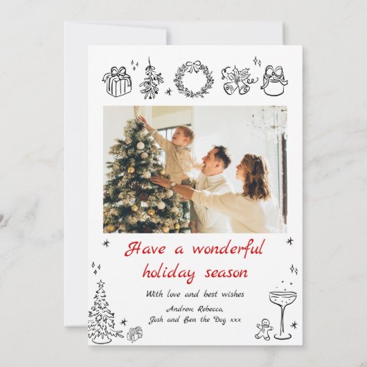 ドードルホリデーカード写真クリスマスカー予測できなド シーズンカード (裏面)