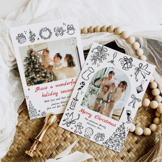 ドードルホリデーカード写真クリスマスカー予測できなド シーズンカード