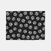 ドードルポーズ、ドッグポーズ、白いポーズ フリースブランケット (正面(横))