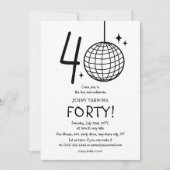 ドードルミニマル40thディスコボール誕生日 招待状 (正面)