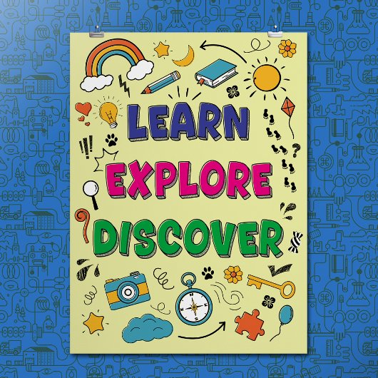 ドードルモダンスカラフル・スケッチ感動的引用文 ポスター