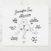 ドードルモダンバルーンハッピーバースデー スパークリングワインラベル (シングルラベル)