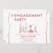 ドードルモダンー | お洒落婚約パーティ 招待状 (正面/裏面)