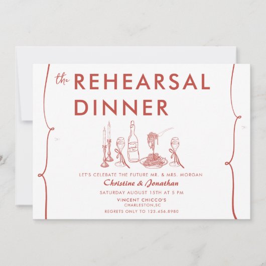 ドードルモダンー | 食イタリアン品 | リハーサルディナー 招待状 (正面)