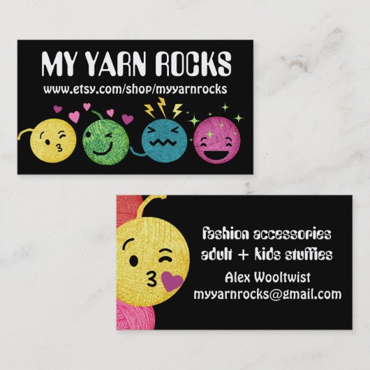 ドードルヤーン絵文字編み物クロシェの名刺 名刺 (正面/裏面)