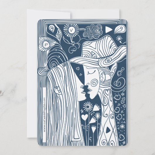 ドードルラインアートカップル結婚式招待状 招待状 (裏面)